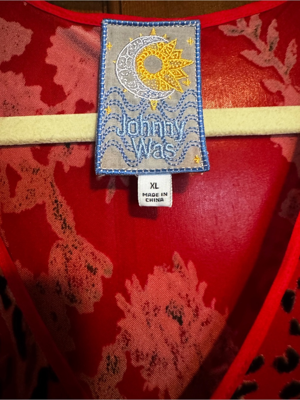 Johnny Was Sleeveless Red Floral V-Neck Maxi Dress Velvet Burnout XL - Picture 3 of 4